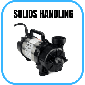 Solids handling pump with black casing.