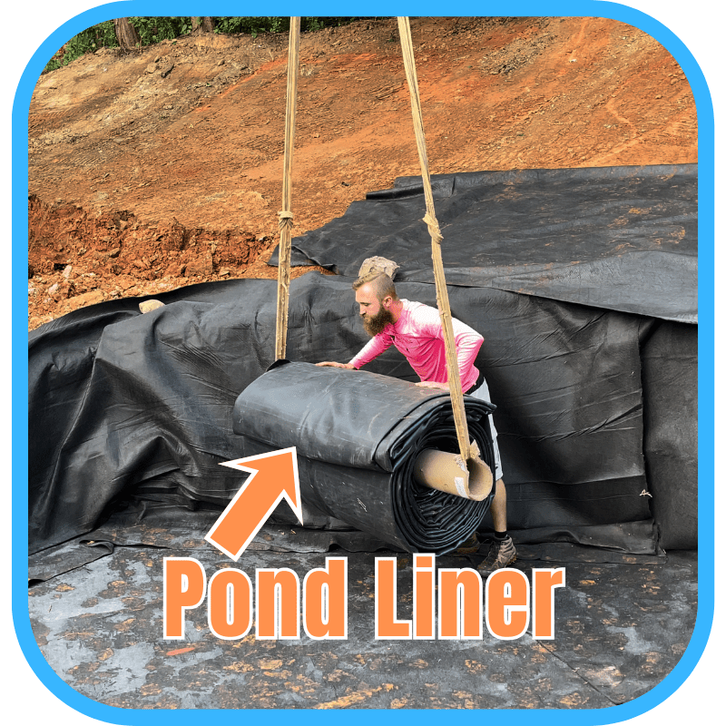 Pond liner and underlayment installation