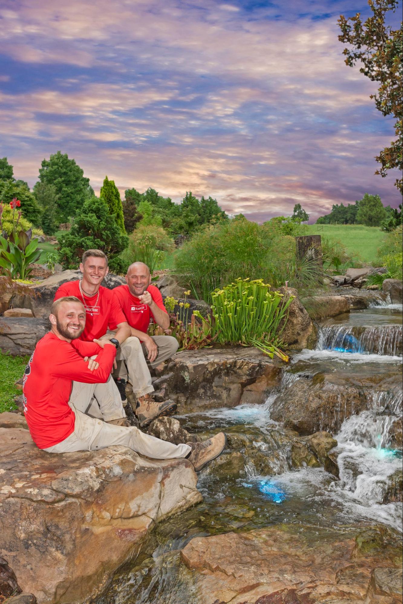 The Modern Design Aquascaping team on location at a water feature project