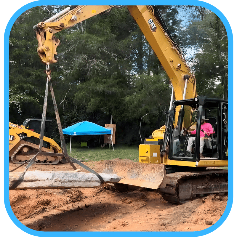 Excavator equipment used in pond construction